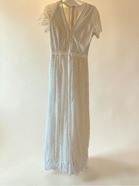Elegant Lace Maxi Dress - Off White  - Ms. Romance wears this one!